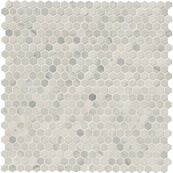 Msi Arabescato Carrara Hexagon 11.1 In. X 11.5 In. Honed Marble Mesh-Mounted Mosaic Tile, 10PK ZOR-MD-0110 - main